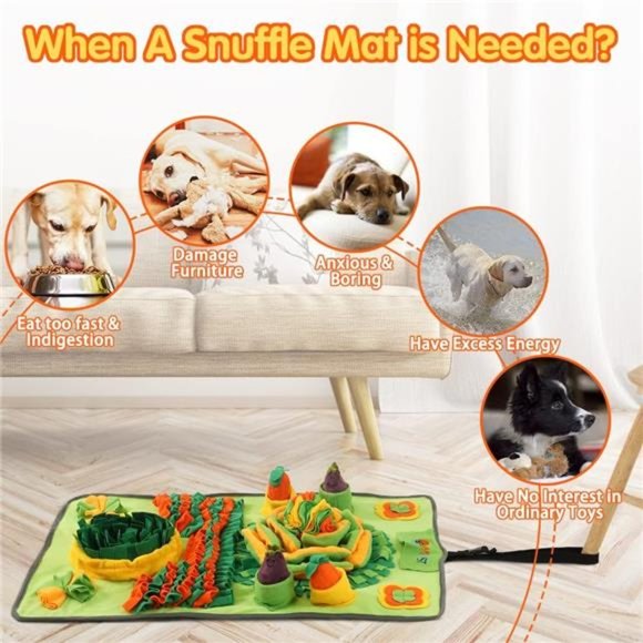 Dog Snuffle Mat, Washable Snuffle Mat with Snuffle Ball, 35.8" L×22.8" W - Picture 5 of 6